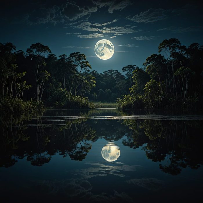 Naiá à beira do lago contemplando o reflexo da lua — projeção junguiana e dependência emocional